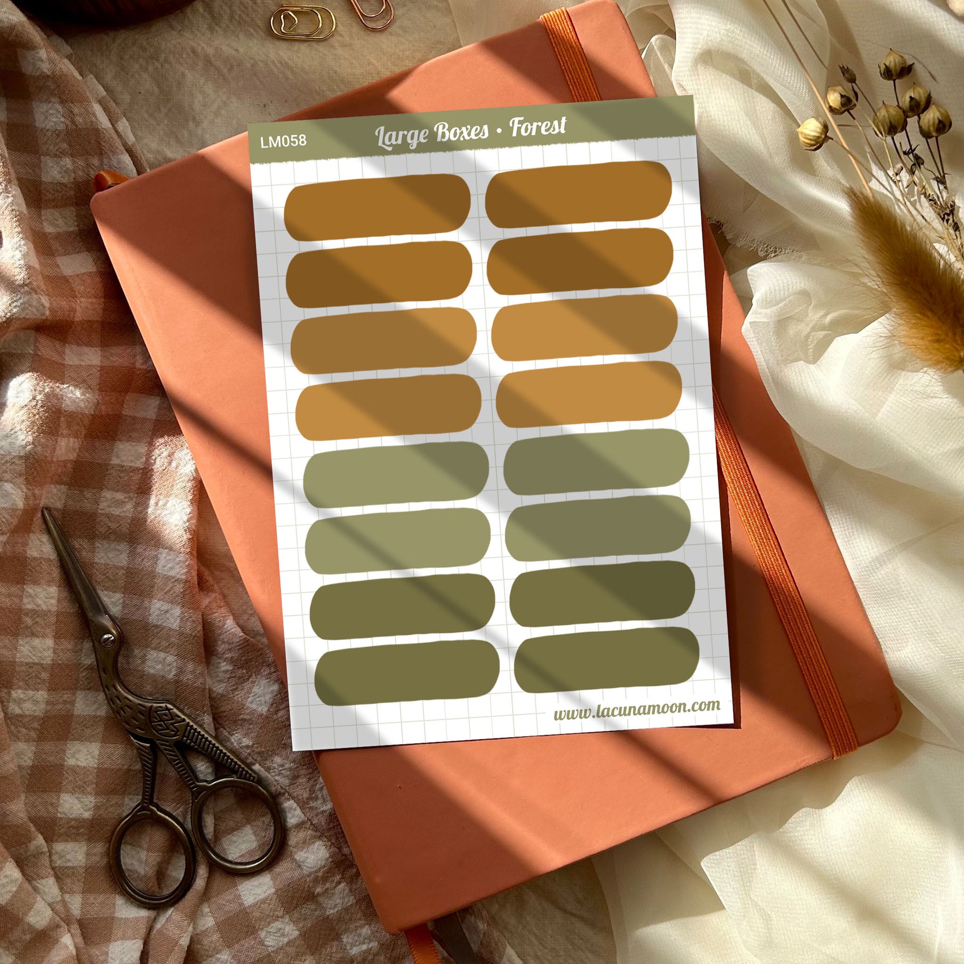 Large Rounded Boxes in Forest Colours Sticker Sheet