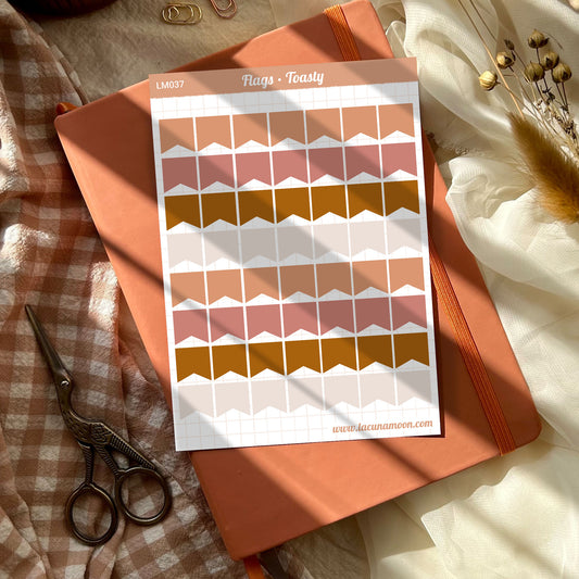 Cosy warm toned flag stickers