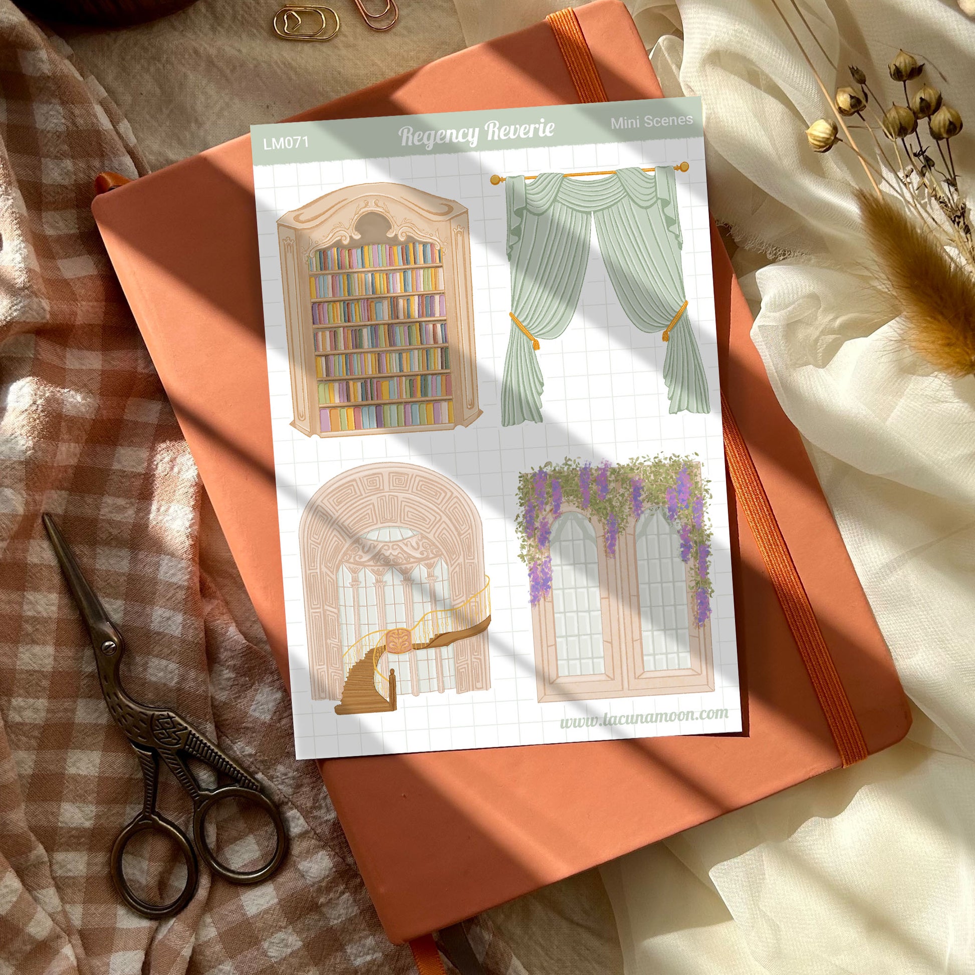 Regency themed mini scenes sticker sheets