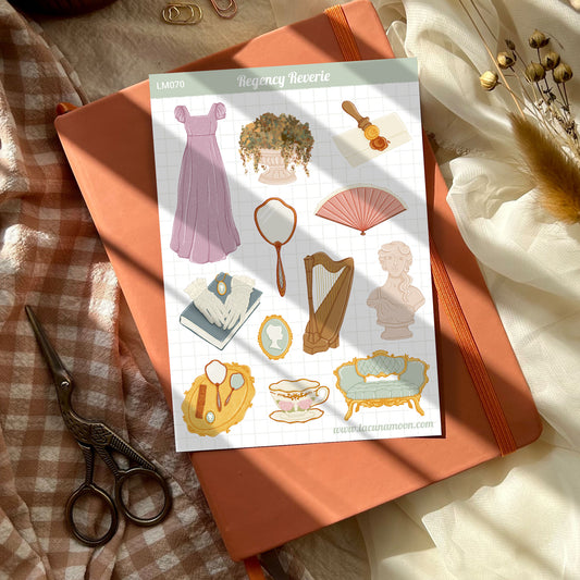 Regency themed sticker sheet