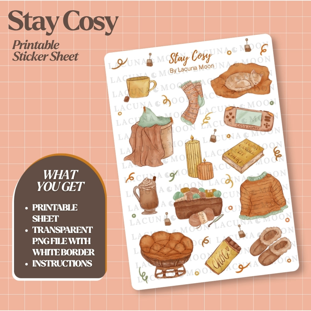 Stay Cosy Printable Sticker Sheet